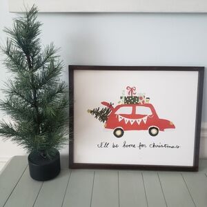 Christmas Holiday Car with Tree Wall Art Decor Picture